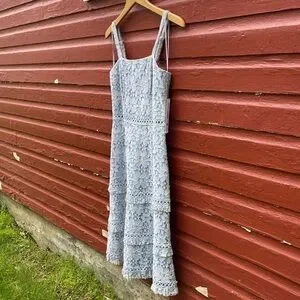 Aqua | Dresses | Nwt Bloomingdales Aqua Sky Blue Tiered Floral Lace Mini  Dress Womens Size Xs | Poshmark